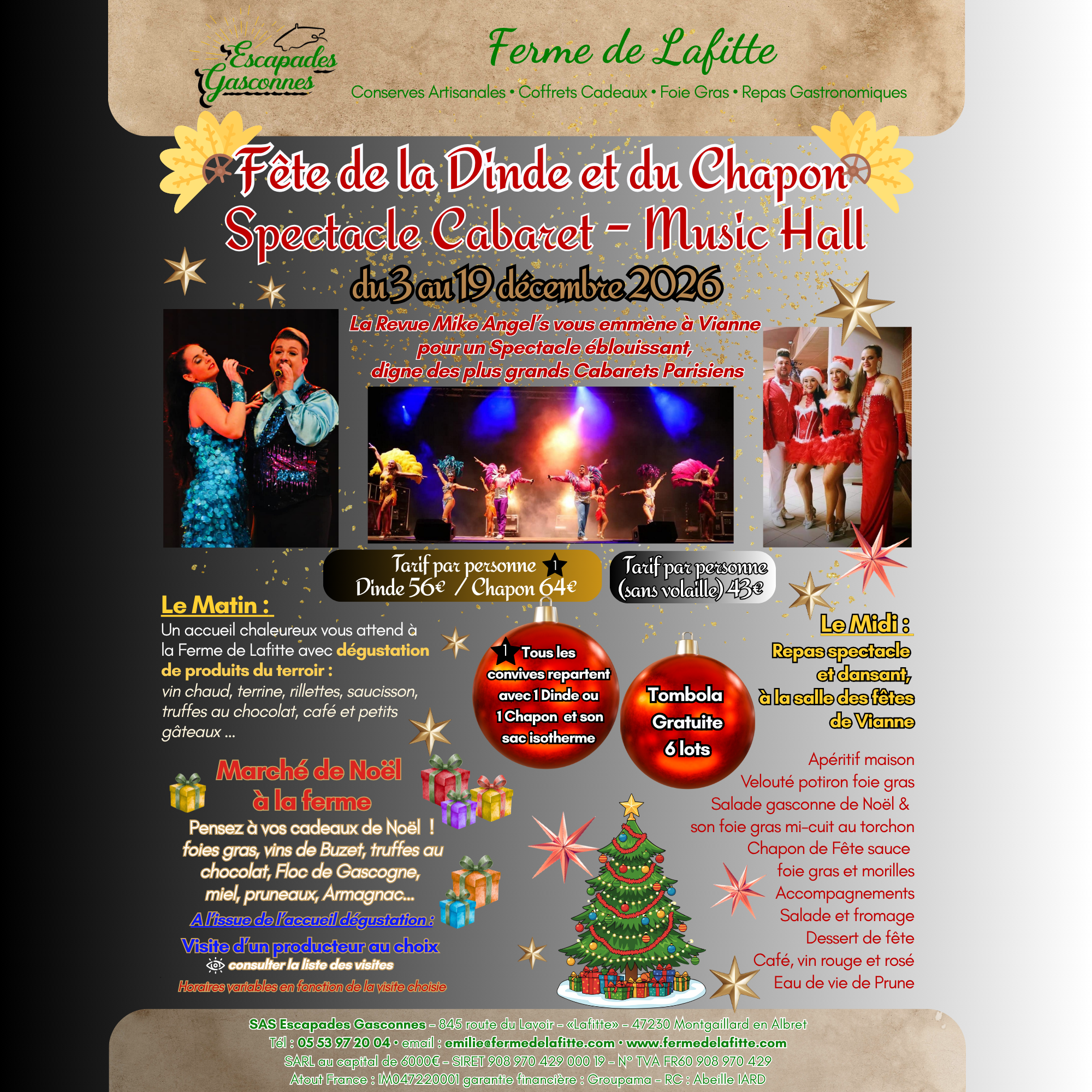 Fête de la Dinde et du Chapon - Spectacle Cabaret Music-hall avec La Revue Mike Angel’s